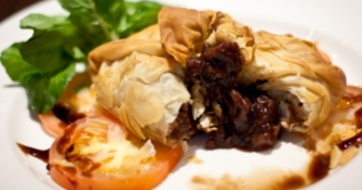 Baked Filo Pastry Goats Cheese Parcels with Damson Chutney Hawkshead