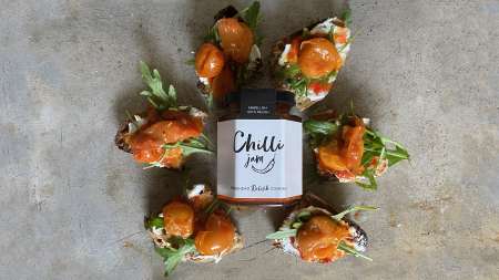 Chilli Jam with Bread Wide Background Tray